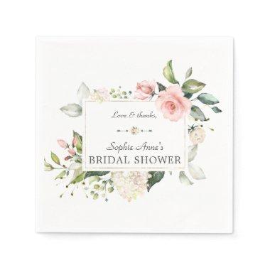 Elegant Watercolor Pink Blush Floral Bridal Shower Napkins
