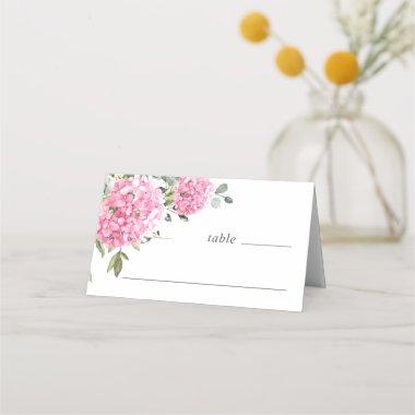 Elegant Watercolor Pink Blush Hydrangea Wedding Place Invitations