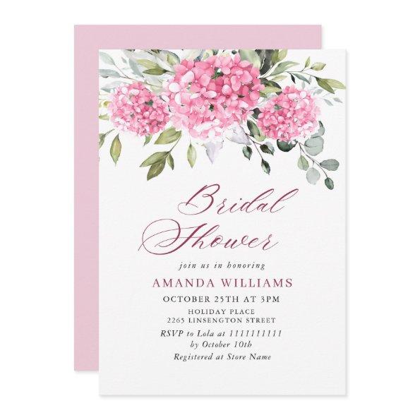 Elegant Watercolor Pink Hydrangea