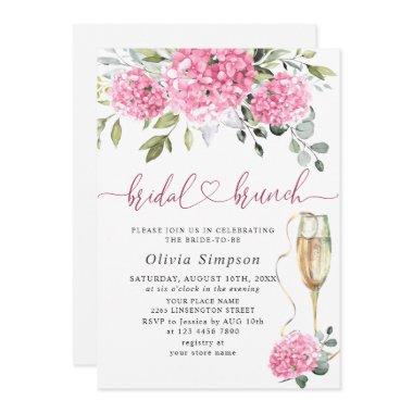 Elegant Watercolor Pink Hydrangea BRIDAL SHOWER Invitations