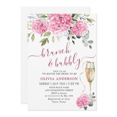 Elegant Watercolor Pink Hydrangea BRIDAL SHOWER Invitations