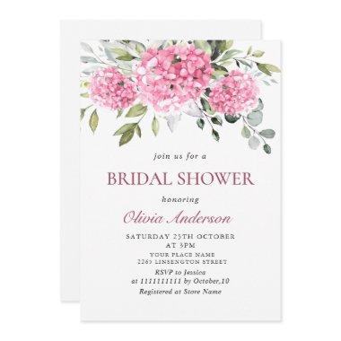 Elegant Watercolor Pink Hydrangea