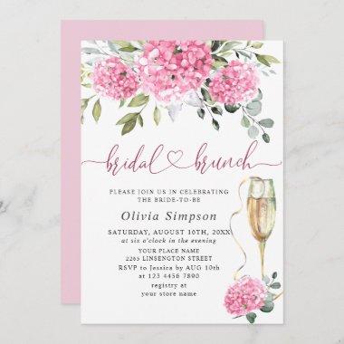 Elegant Watercolor Pink Hydrangea BRIDAL SHOWER Invitations