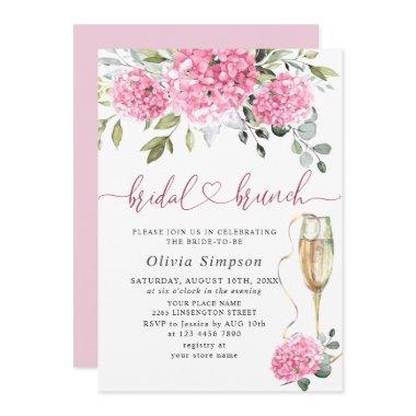 Elegant Watercolor Pink Hydrangea BRIDAL SHOWER Invitations