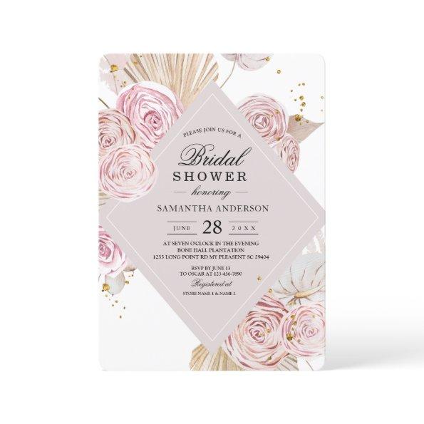 Elegant Watercolor Pink & Purple Floral Frame