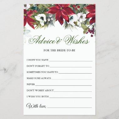 Elegant Watercolor Poinsettia Bridal Advice Card