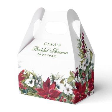 Elegant Watercolor Red Poinsettia Bridal Shower Favor Boxes