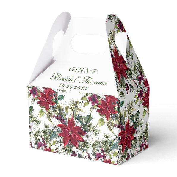 Elegant Watercolor Red Poinsettia  Favor Boxes