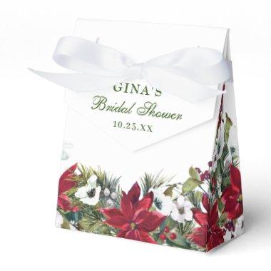 Elegant Watercolor Red Poinsettia  Favor Boxes