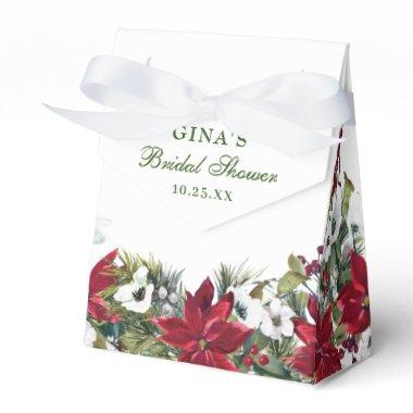 Elegant Watercolor Red Poinsettia Bridal Shower Favor Boxes