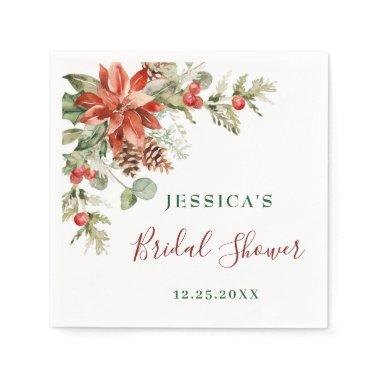 Elegant Watercolor Red Poinsettia  Napkins