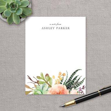 Elegant Watercolor Succulent Personalized Note