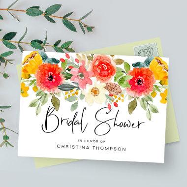 Elegant Watercolor Summer Florals Bridal Shower Invitations