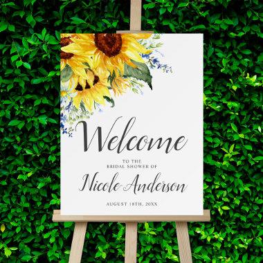 Elegant Watercolor Sunflower Bridal Shower Welcome Foam Board