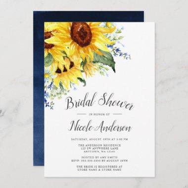 Elegant Watercolor Sunflowers Bridal Shower Invitations
