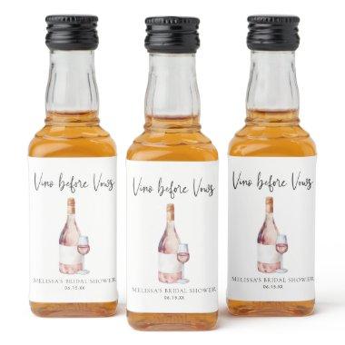 Elegant Watercolor Vino Before Vows  Liquor Bottle Label