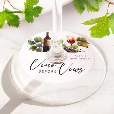 Elegant Watercolor Vino Before Vows  Wine Glass Tag