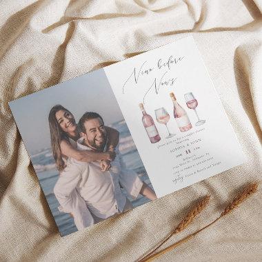 Elegant Watercolor Vino before Vows Couples Shower Invitations