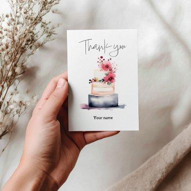 Elegant Watercolor Wedding Cake  Thank You
