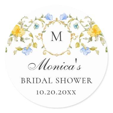 Elegant Watercolor Wild Flowers  Classic Round Sticker