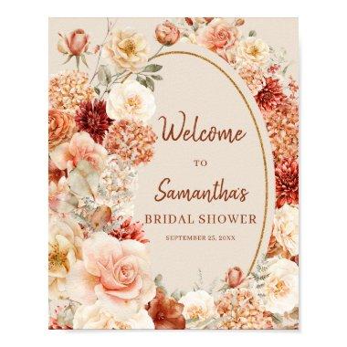 Elegant watercolor wild garden flower Welcome sign