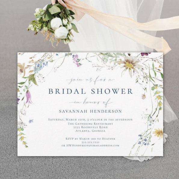 Elegant Watercolor Wildflower Bridal Shower Invitations