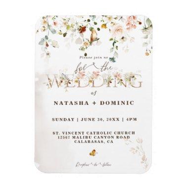 Elegant Watercolor Wildflower Garden Wedding Magnet