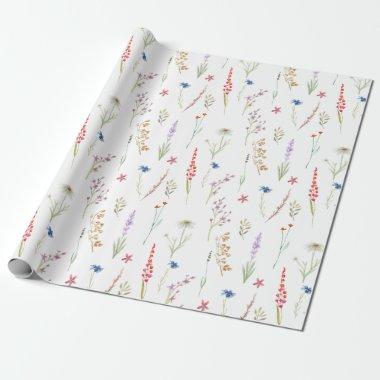 Elegant Watercolor Wildflower Garden Wrapping Pape Wrapping Paper