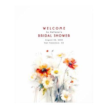 Elegant Watercolor Wildflowers Welcome Sign