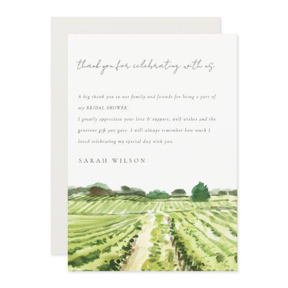 Elegant Watercolor Winery Vineyard  Thank You
