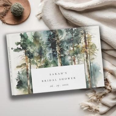 Elegant Watercolor Woodland Forest Bridal Shower Guest Book