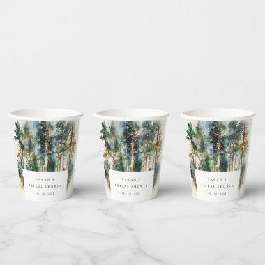 Elegant Watercolor Woodland Forest  Paper Cups