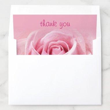 Elegant Watercolors Pink Rose Thank You Floral Envelope Liner