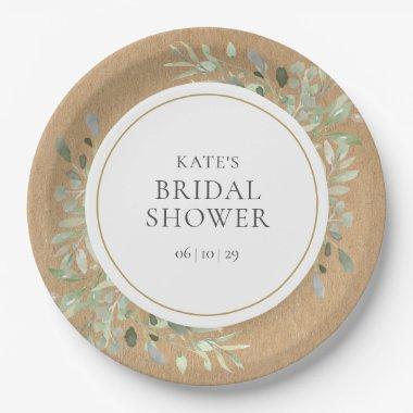Elegant Watercolour Greenery Rustic  Paper Plates