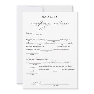 Elegant Wedding Advice Bridal Libs Game