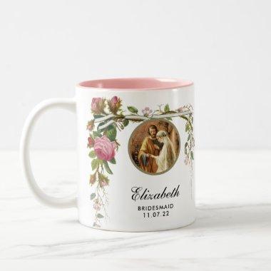 Elegant Wedding Bridesmaid Shower Roses Two-Tone Coffee Mug