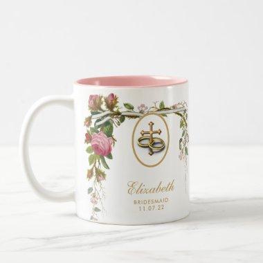 Elegant Wedding Bridesmaid Shower Roses Two-Tone Two-Tone Coffee Mug