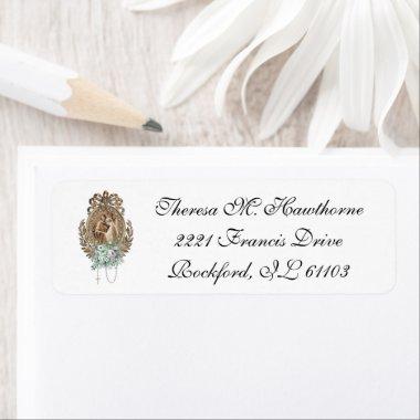Elegant Wedding Floral Virgin Mary Joseph Label