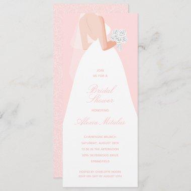Elegant Wedding Gown Bridal Shower Invitations