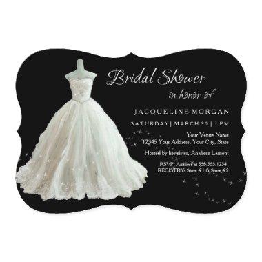 Elegant Wedding Gown Bridal Shower Invitations