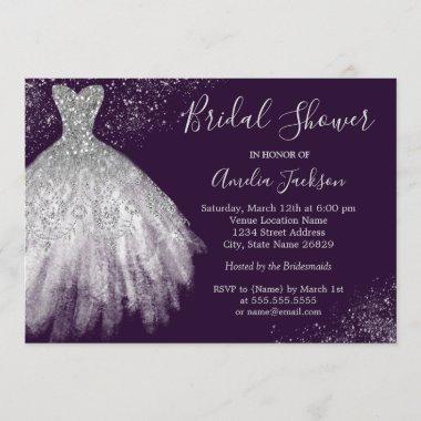 Elegant Wedding Gown Bridal Shower Invitations