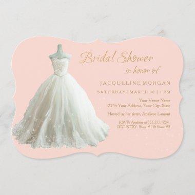 Elegant Wedding Gown Bridal Shower Invite