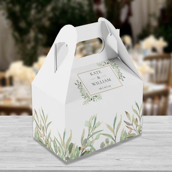 Elegant Wedding Greenery Leaves Favor Box
