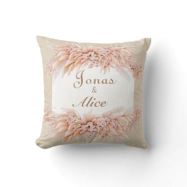 Elegant wedding keepsake script couple floral throw pillow