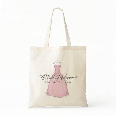 Elegant Wedding Maid of Honor Modern Pink Dress Tote Bag