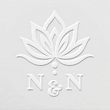 Elegant wedding monogram stylized lotus flower embosser