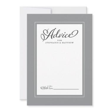 Elegant Wedding Newlywed Wishes Gray Border Advice Card