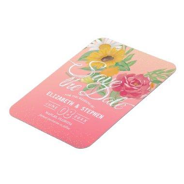 Elegant Wedding Save The Date Watercolor Flowers Magnet