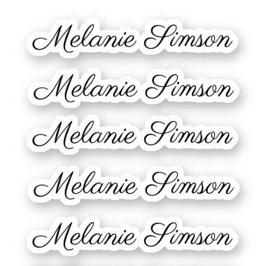 Elegant whimsical script personalized name sticker