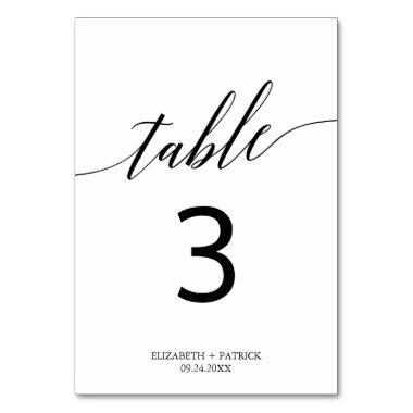 Elegant White and Black Calligraphy Table Number